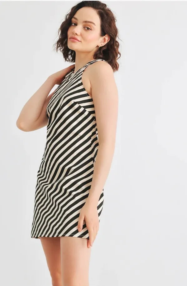 LE LIS Black & White Stripe Dress - Image 2