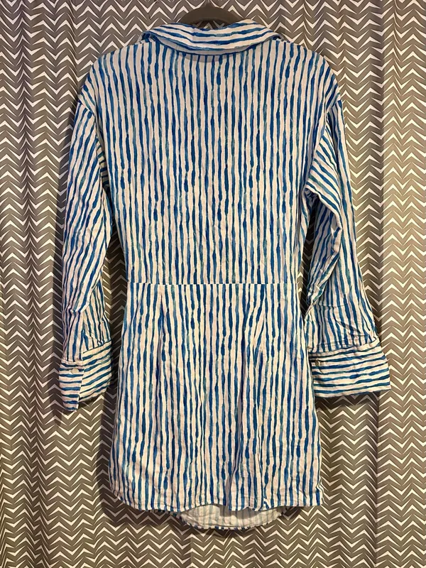 NWOT Zara | Striped Linen Blend Mini Dress with Cut Out Detail, M - Image 5