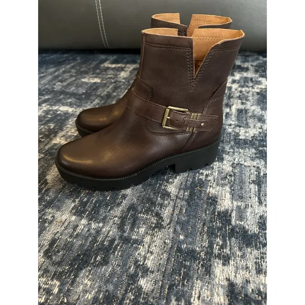 ZODIAC Miller Boots Brown Leather Buckles Zip Biker Moto Lug Sole Women’s 10 EUC - Image 2