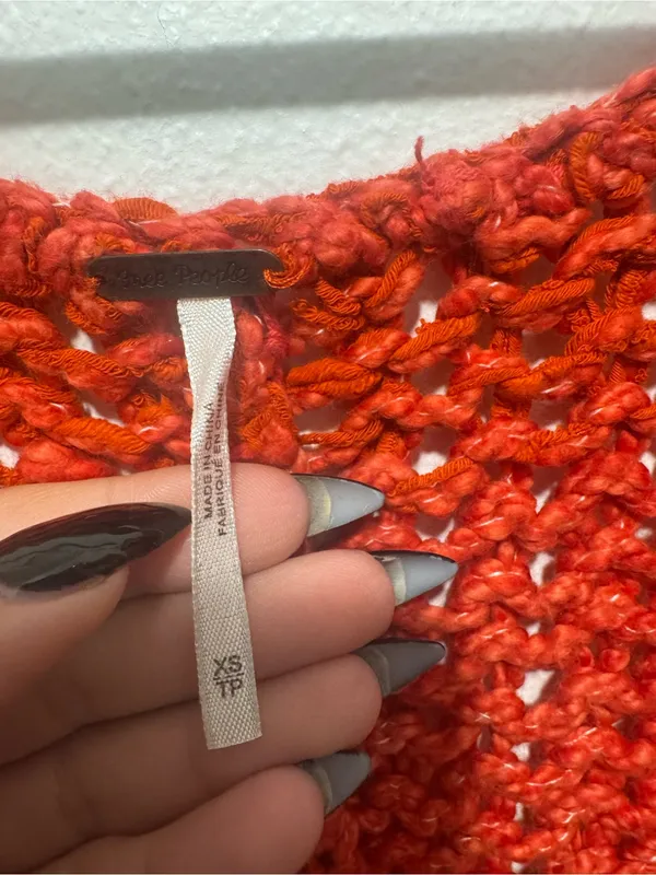 Free People Cozy Open-Stitch V-Neck Sweater in Orange - Image 5
