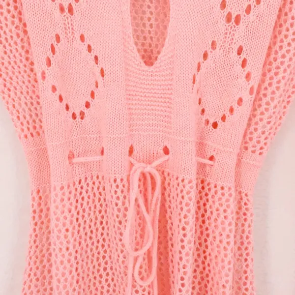 Petal Pink‎ Boho Crochet Coverup Dress Womens Size S Pink Y2K Festival Polyester - Image 5