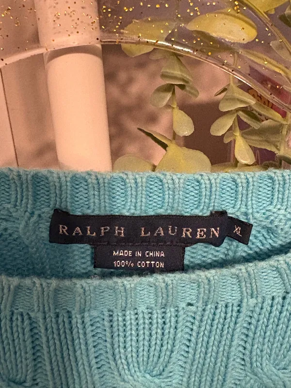 Ralph Lauren Blue Cable Knit Sweater Size XL - Image 3