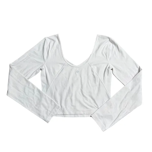 Lululemon Align Long Sleeve Shirt‎ Womens 6 White Good V-Neck Cropped Nulu - Image 2