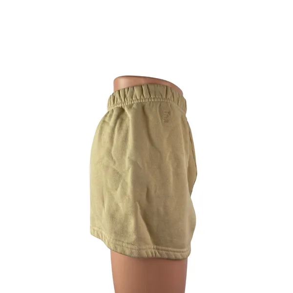 Aritzia TNA Cozy AF Tan Khaki Fleece High Rise Mini Lounge Sweat Shorts Size S - Image 4