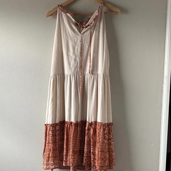 NWT Hem & Thread Cream and Burnt Orange Tiered Sleeveless Dress - Image 6