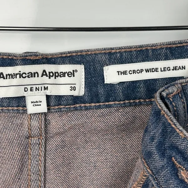American Apparel Women Crop Wide Leg Jeans 30 Pink Tint Wash Y2K 90s‎ - Image 5