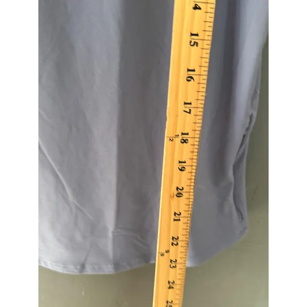 Athleta Womens‎ Short Sleeve Activewear Top Blue Grey Split Neck Size L - Image 5