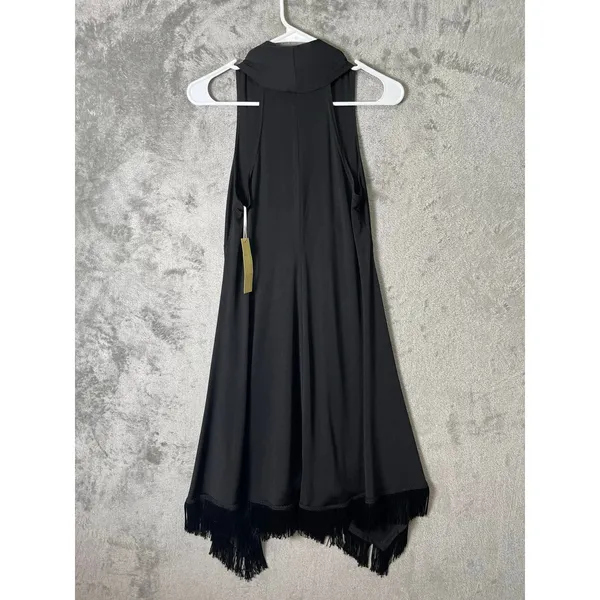 Uncle Frank Black Halter Fringe Dress‎ Y2K Grunge Indie Sleaze Party Girl XS NEW - Image 2