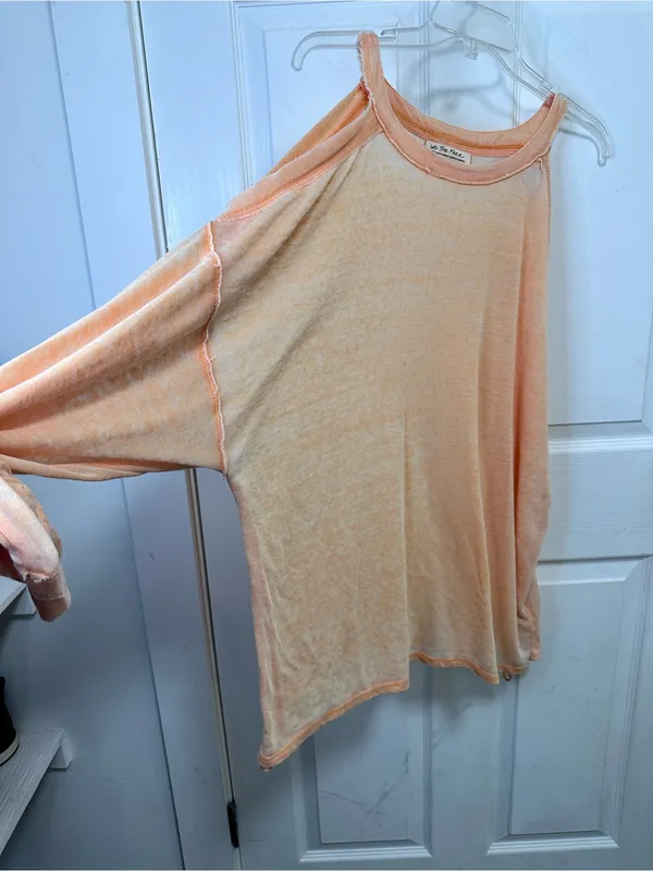 We The Free(Free People) Peach Cold-Shoulder Balloon Sleeve Top - Image 6
