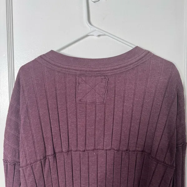 Free People We the Free In the Mix Ribbed Henley Large Buttons Comfy Casual S - Image 11