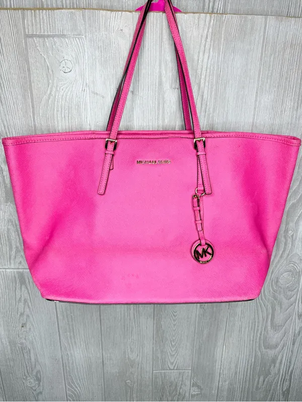 Vintage Michael Kors Jet Set Large Tote in Raspberry Pink Saffiano leather bag - Image 2
