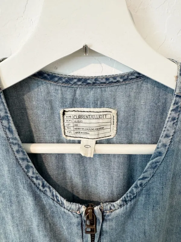 Current Elliott Jumpsuit Size XS Blue Chambray Denim Flight Suit Barn Ranch Wear - Image 7