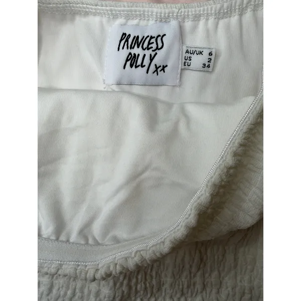 Princess Polly White Textured Ruched Mini Dress Bodycon Cottagecore Size‎ 2 - Image 7
