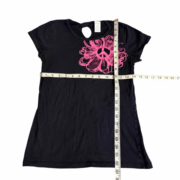 Y2K Scene Black and Pink Peace Sign Top Fits XS - Image 2