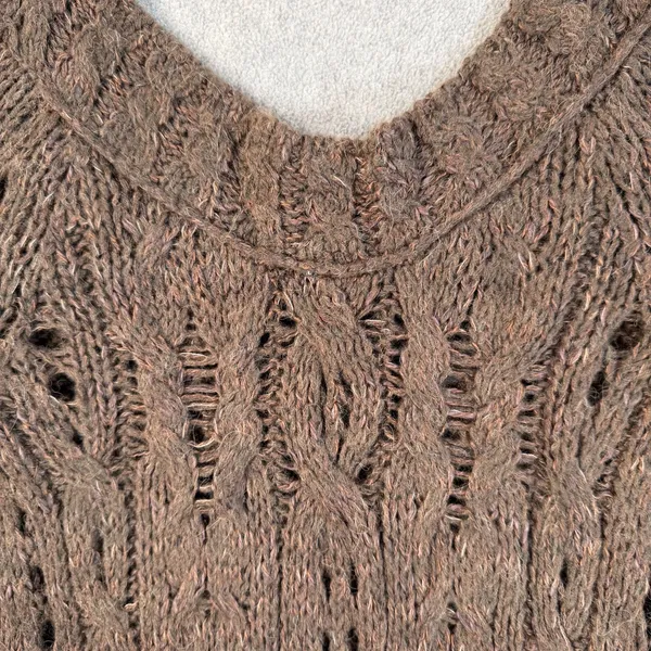 Free People Open Knit Off Shoulder Tunic Sweater Women's Large Brown Long Sleeve - Image 12