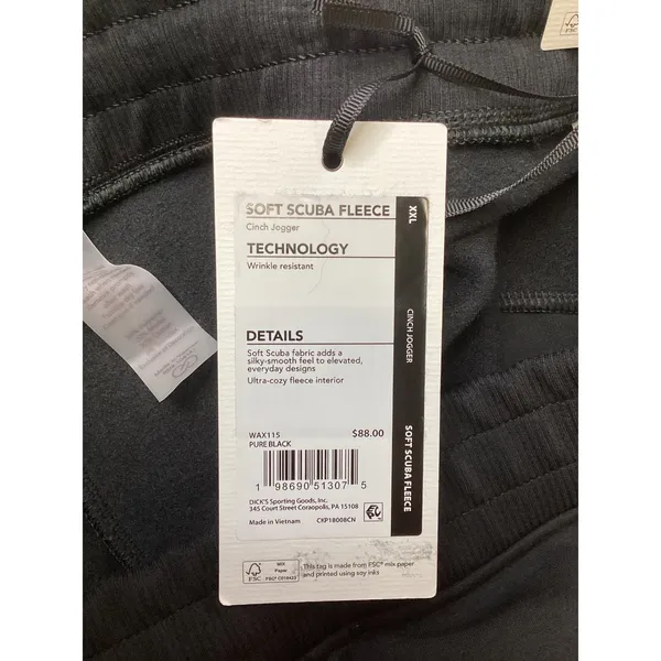 CALIA Soft Scuba Fleece Cinch Jogger High Rise Black WAX115 Women XXL NWT - Image 6