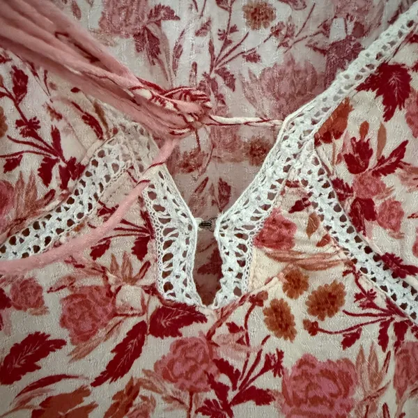 Free People Coquette Odette Fairycore Floral Printed Bell Sleeve Tunic medium - Image 9