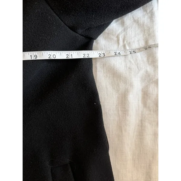 Zara Hooded Top Coat Oversized Womens Med Black Long Sleeve Button Front Ovecoat - Image 6