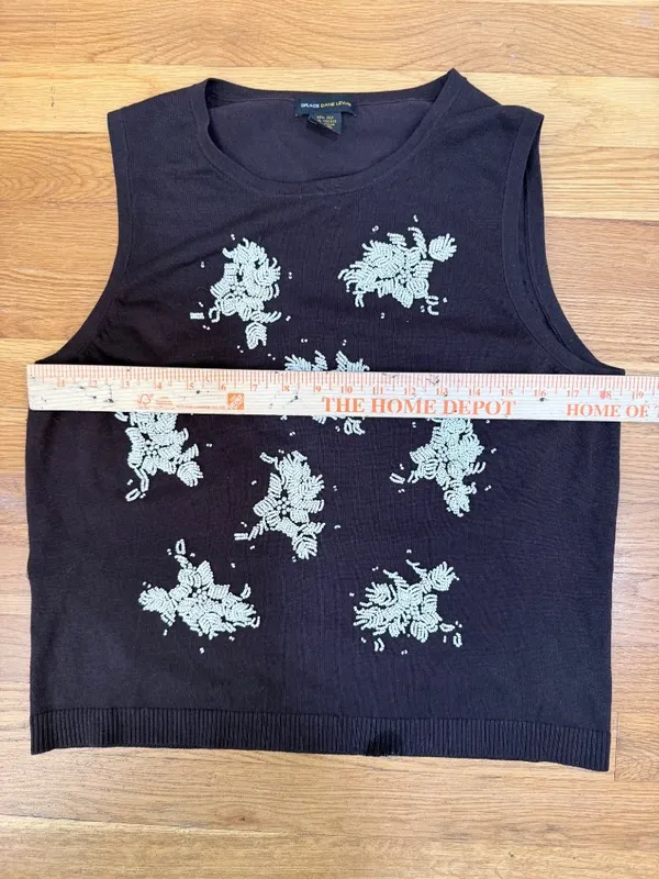 Y2K Beaded Embellished Silk Blend Sleeveless Sweater Tank Top Shell Medium - Image 6