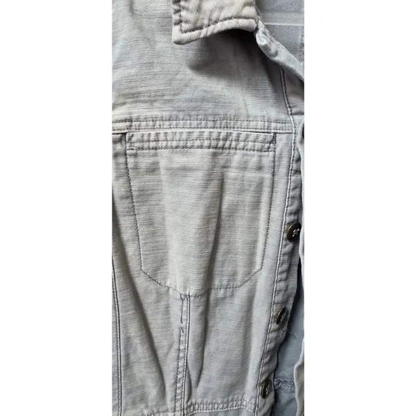 Free People Size Large Denim Utility Romper Lightwash Gray Jumpsuit - Image 5
