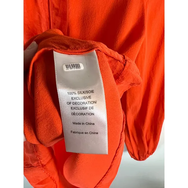 Tory Burch Orange 100% Silk Long Sleeve Blouse Top Style 11111168 Womens‎ Size 2 - Image 7