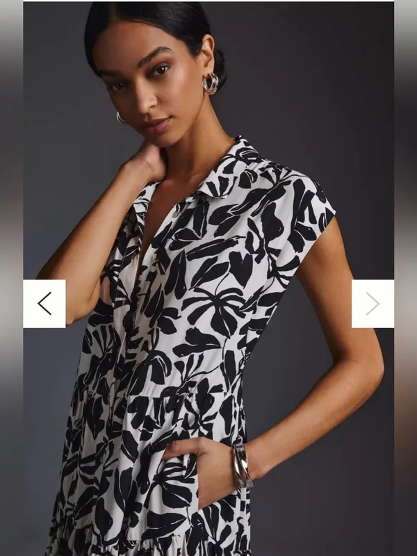 By Anthropologie Tiered Shirt Dress Size Medium - Image 3