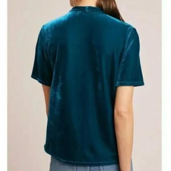 Anthro Teal Velvet Velour Top - Image 2