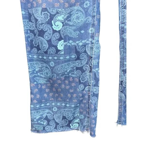Tribal Jeans Paisley Patchwork Pants Women's 8 Boho Hippie Wide Leg Raw Hem‎ - Image 3