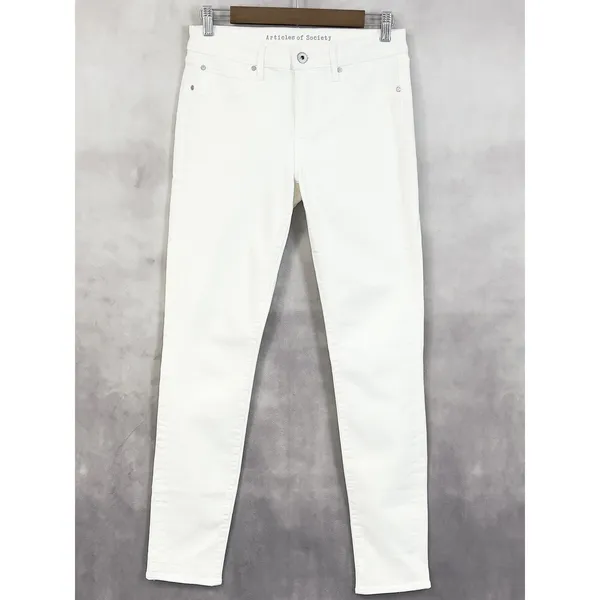 Articles of Society Skinny Jeans Womens 27 White Stretch Minimalist Karen Crop‎ - Image 13