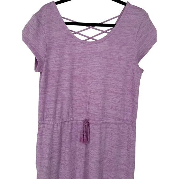 Talbots Soft Drape Jersey Maxi Dress‎ Heathered Lavender Lattice Back Size Large - Image 4