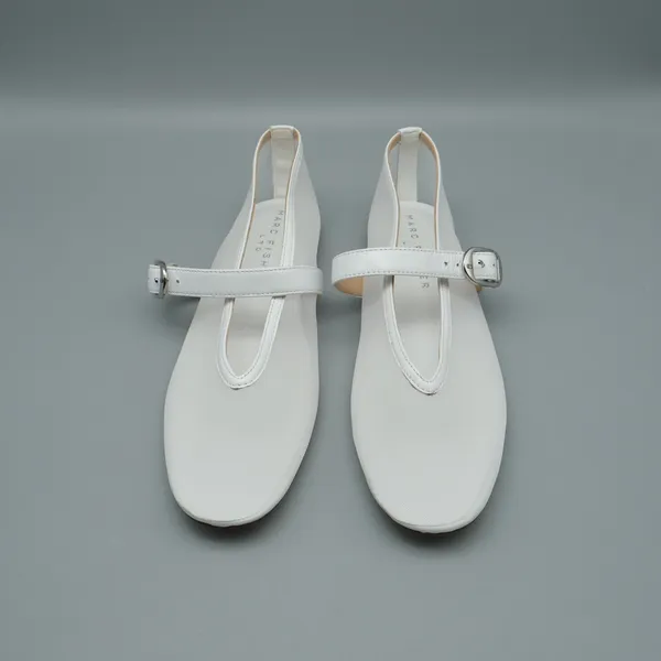 Marc Fisher Godina Mesh Mary Jane Flats 8M White Leather Trim Sheer Ballet - Image 3