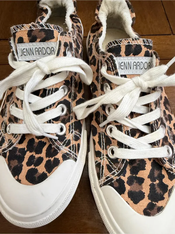 Jenn Ardor Leopard Print Canvas Sneakers - Brown & Black - Image 7