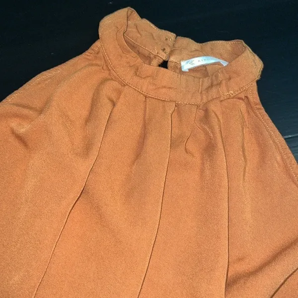 Kirundo Womens‎ Burnt Orange Halter Neck Pleated Mini Dress Rust Size L - Image 3