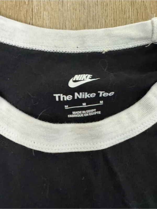 Nike Black Crop Tee with White Ringer and Checker Swoosh - Image 5