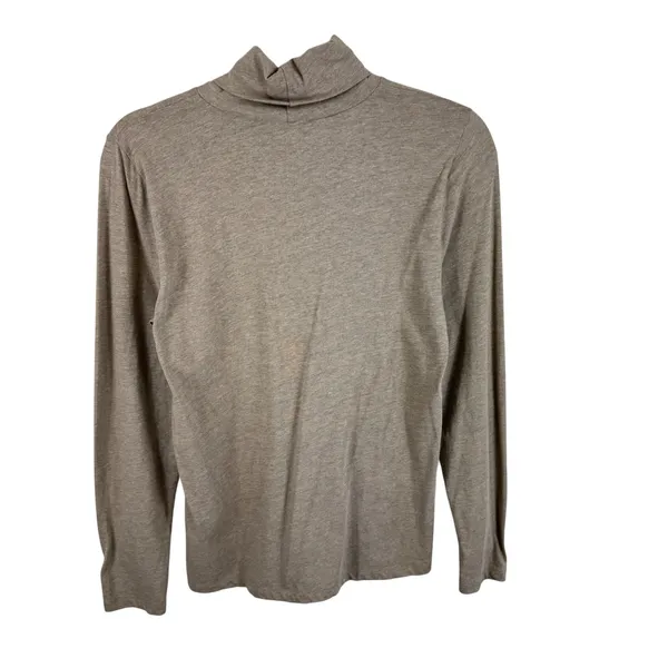 J.Crew Womens Taupe Heather Cotton Blend Long Sleeve Turtleneck Top Size M - Image 2