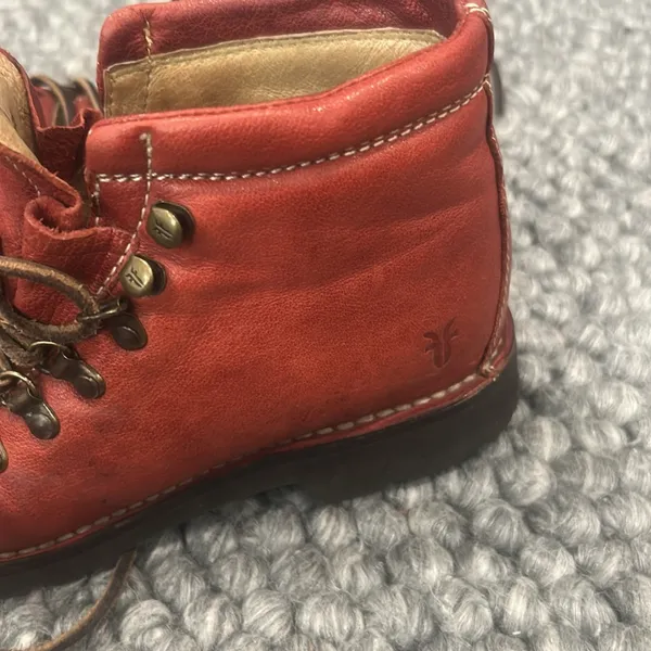 Frye Archie Hiking Red Leather Boots Women Size 7B - Image 11