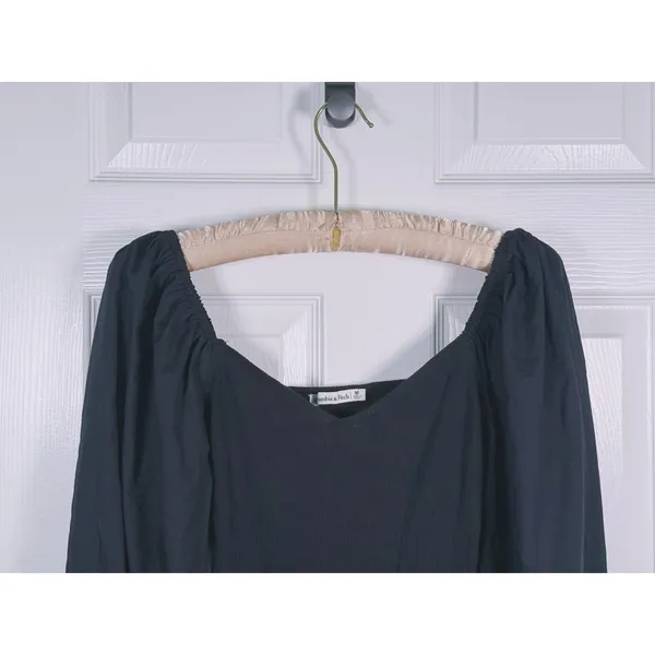 Abercrombie Womens Balloon Sleeve Crop Top Size M Black Coquette Romantic Dainty - Image 5