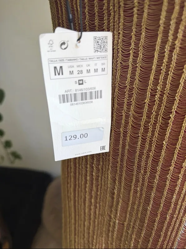 Zara Camel Ribbed Maxi Dress with Burgundy Trim - Image 5