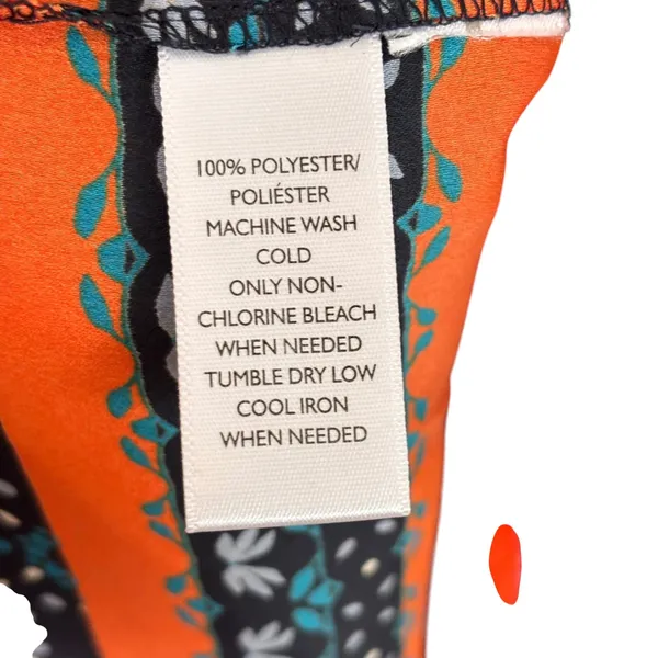 Loft Petite Navy Blue Medallion Print Shift Dress Coral Border SP Long‎ Sleeve - Image 7