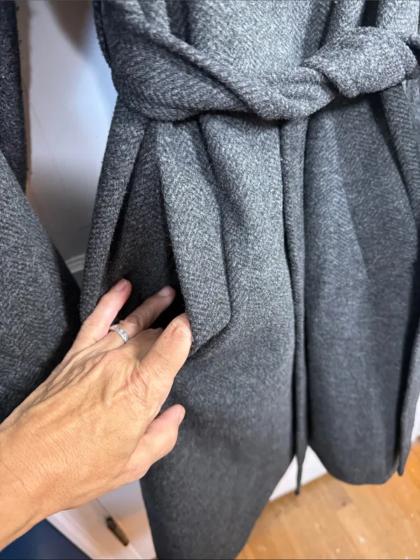 SAM EDELMAN Gray Peacoat Single Breasted Notched Collar Winter Coat Sz M - Image 4