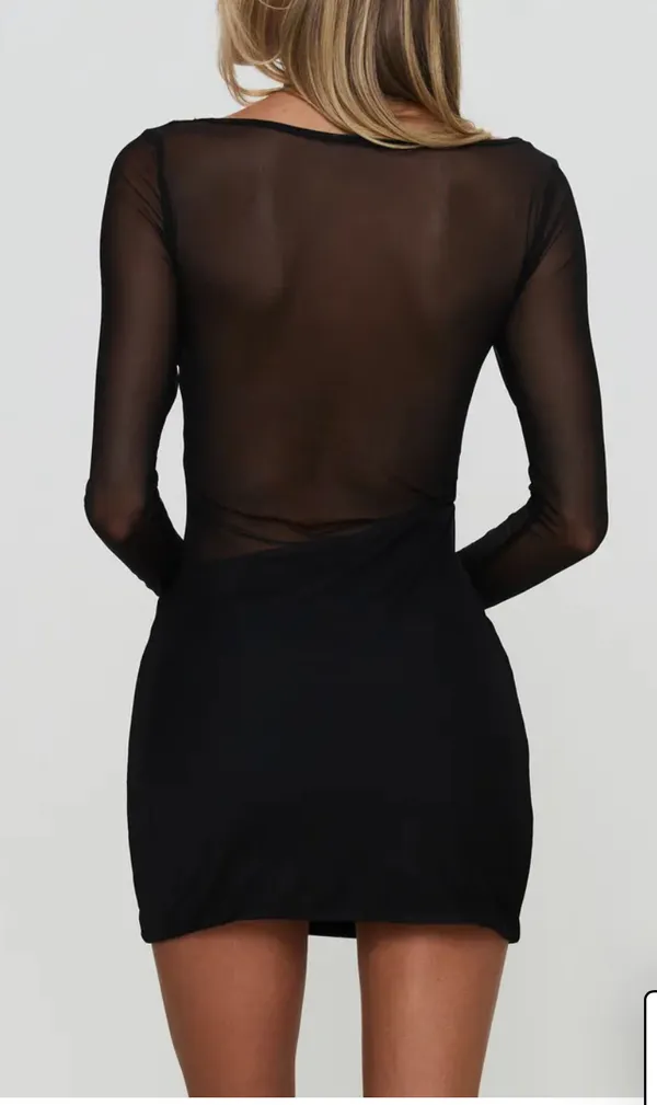 Black Mesh Princess Polly Dress - Image 2