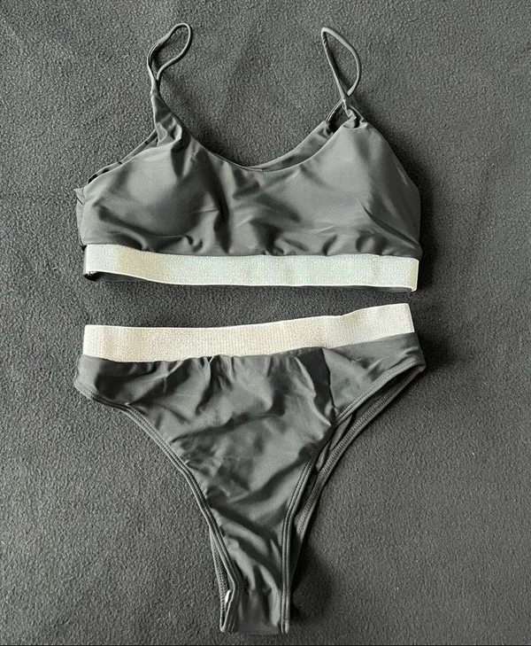 Boutique emma bling trim high waist swimsuits set black - Image 7