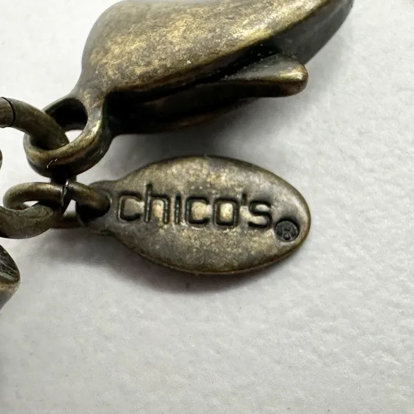 Chico's Boho Mixed Material Pendant Gold Tone Brown Cord Necklace ✨ - Image 4