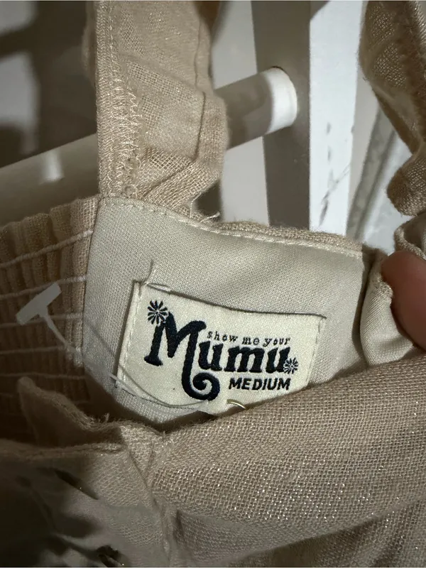 Show Me Your MuMu Beige Button-Front Mini Dress - Image 4