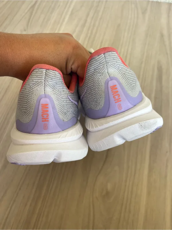Hoka Women's Light Gray Running Shoes with Coral & Lavender Accents - Image 5