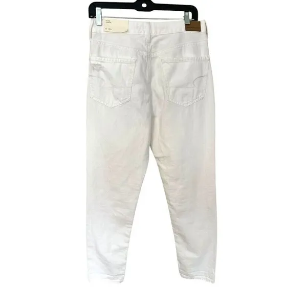 AMERICAN EAGLE Hi-Rise Tomgirl Denim‎ Jeans Size 6 Long White Distressed NEW - Image 3