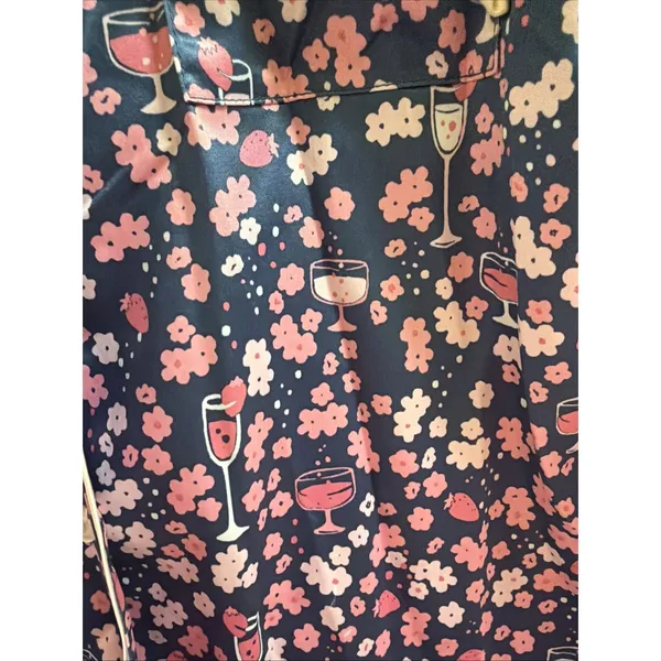 Munki Munki Women's Pajamas Sz S Satin Floral Wine Mimosa Champagne Sleep Set PJ - Image 2