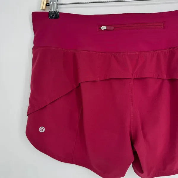 Lululemon Speed Up Mid-Rise Lined Short 4" Size 10 Pomegranate Silver Reflective - Image 8
