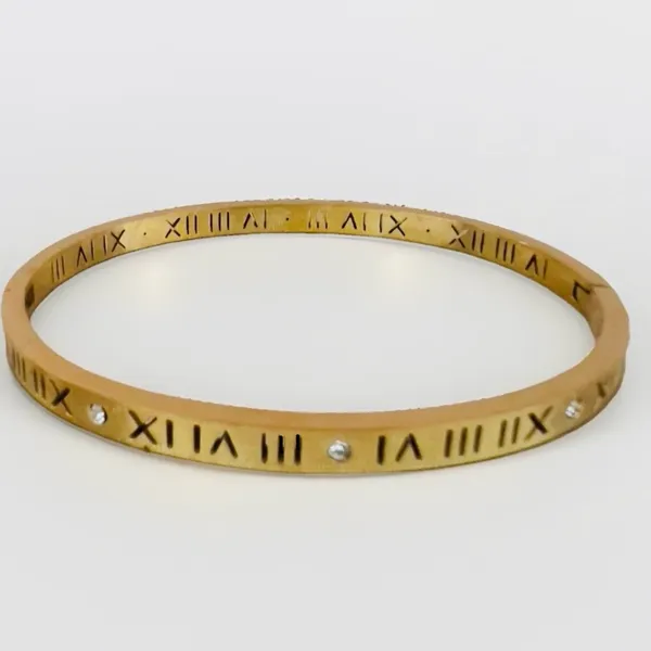 18K Gold Plated Cubic Zirconia Bangle Bracelet Titanium steel womens jewelry - Image 3