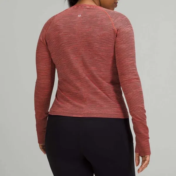 Lululemon Swiftly Tech Long Sleeve 2.0 Race Length Crew Striped Top Sz Medium - Image 2